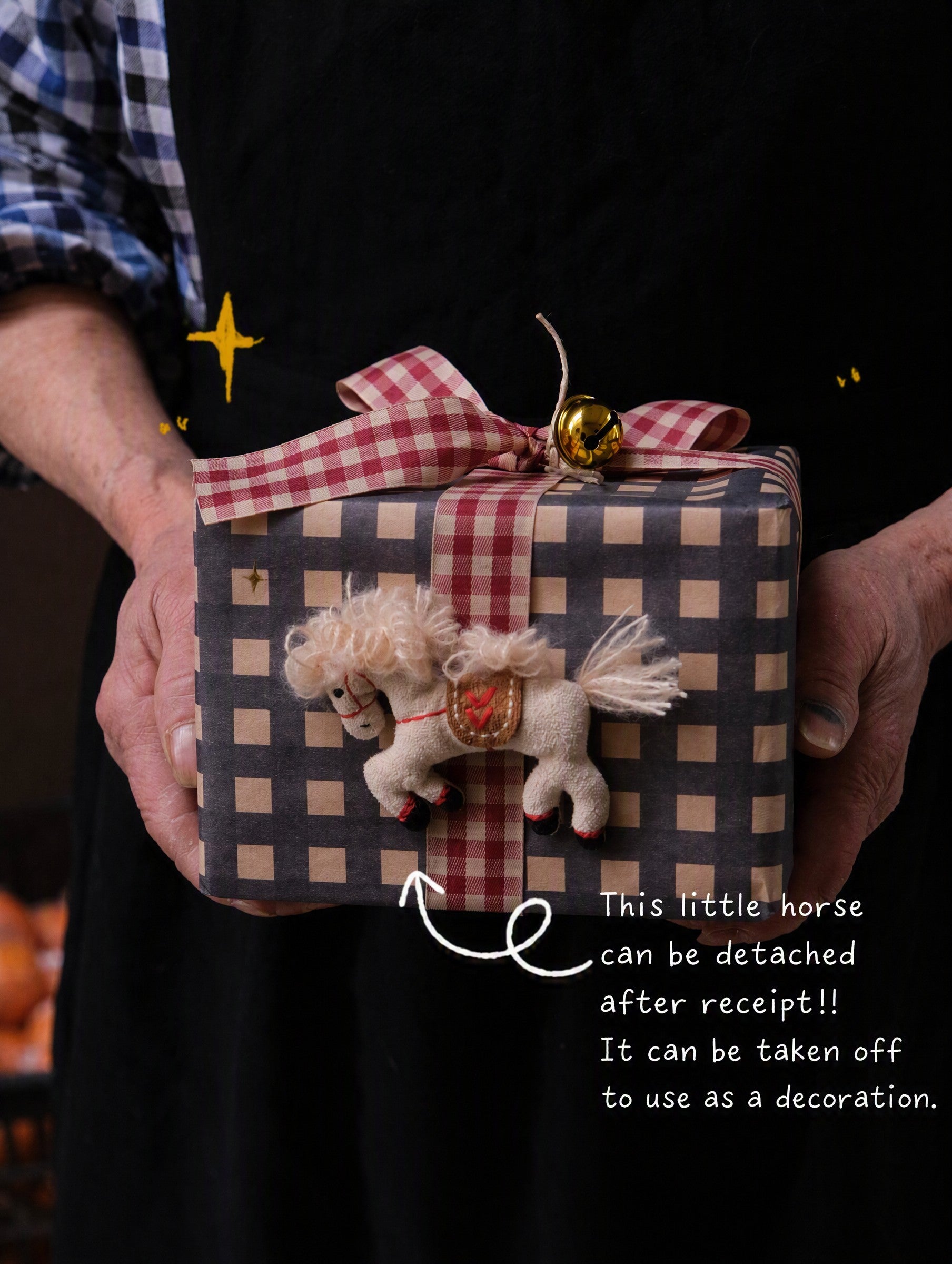 The "Gingham Pony" Keepsake Box — Hand-Poured Ceramic Candle & Felt Ornament Gift Set