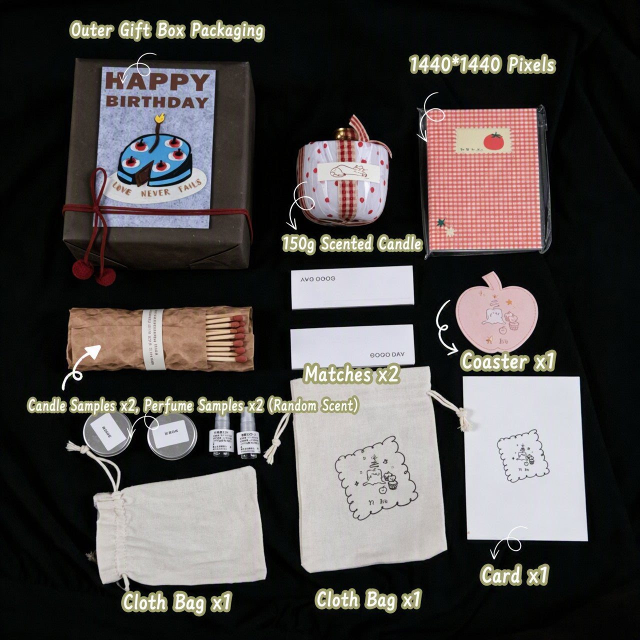 The "Birthday Wish" Sensory Kit — Hand-Poured Candle, Gingham Notebook & Artisanal Gift Set