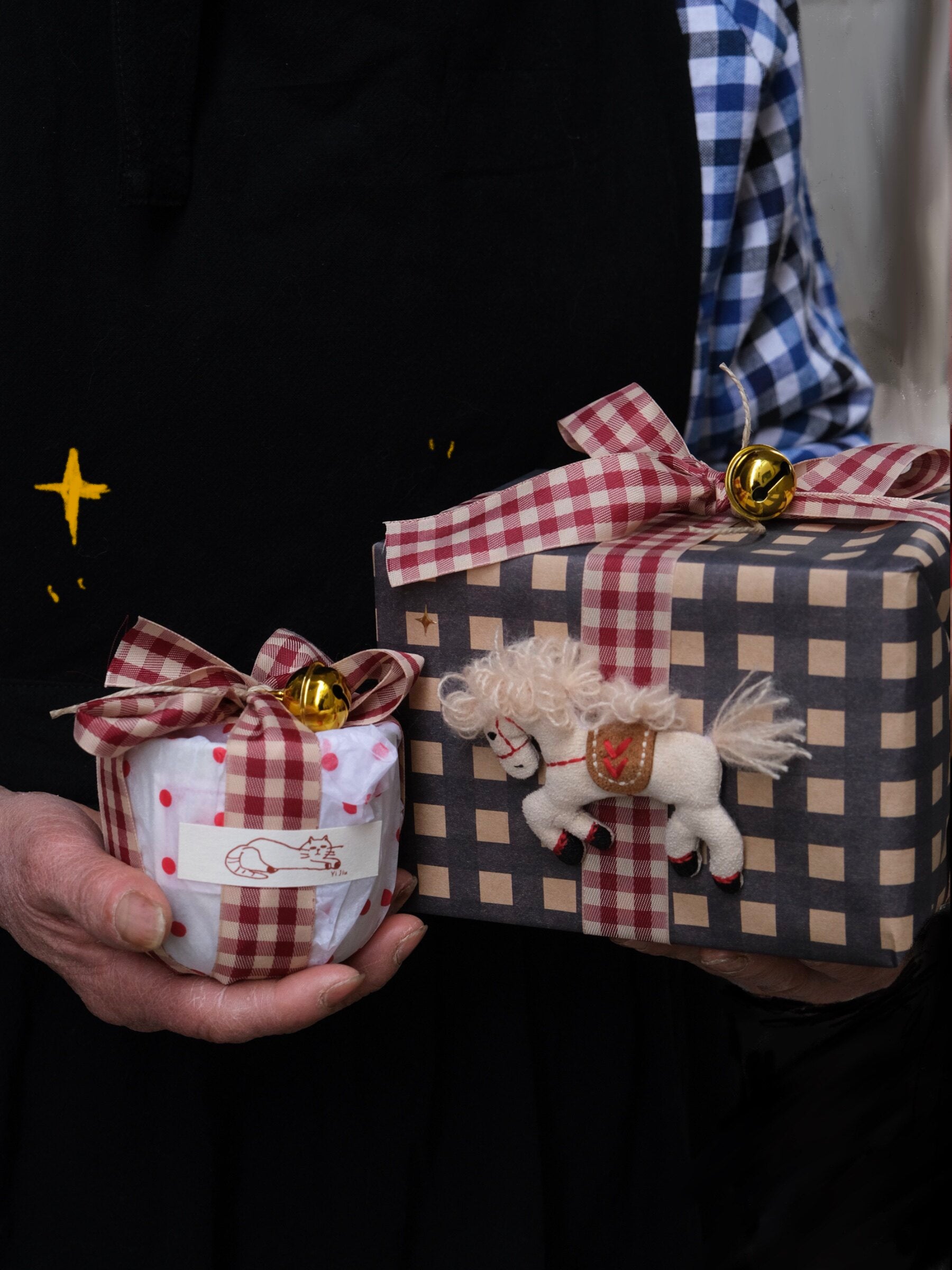 The "Gingham Pony" Keepsake Box — Hand-Poured Ceramic Candle & Felt Ornament Gift Set