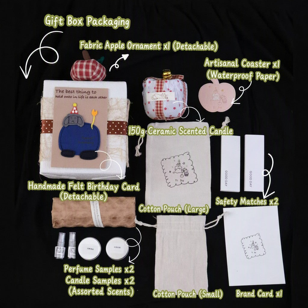 The "Apple of My Eye" Sensory Sanctuary Gift Set — Hand-Poured Candle & Handmade Felt Ornament
