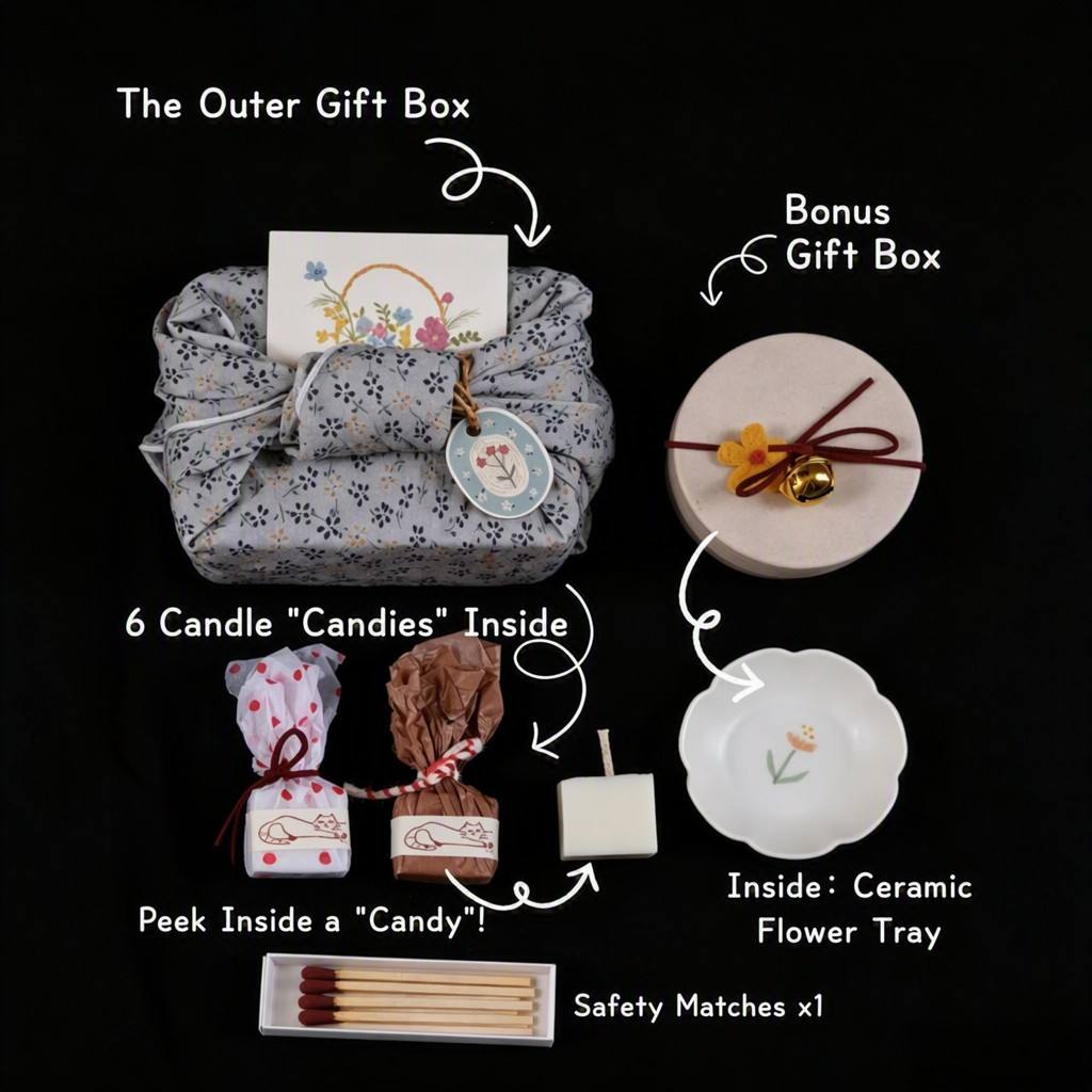 The "Garden Whispers" Keepsake Box — Hand-Poured Ceramic Candle & Detachable Felt Treasures